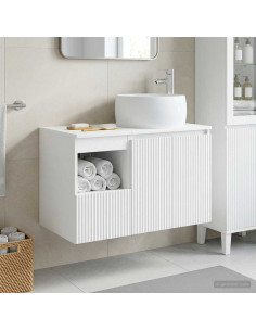 Set di mobili per il bagno 2 pz Bianco Legno ingegnerizzato