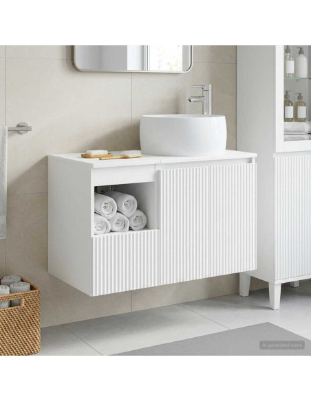 Set di mobili per il bagno 2 pz Bianco Legno ingegnerizzato