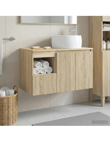 Set di mobili per il bagno 2 pz Rovere Sonoma