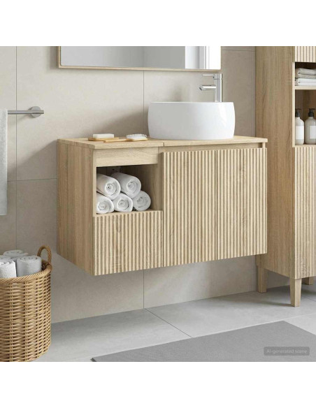Set di mobili per il bagno 2 pz Rovere Sonoma