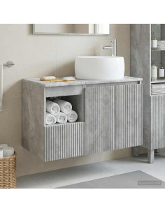 Set di mobili per il bagno 2 pz Grigio Cemento
