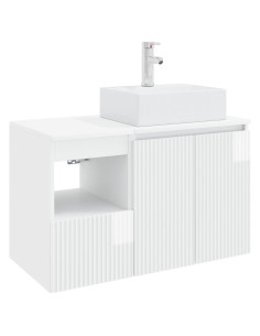 Set di mobili per il bagno 2 pz Bianco Lucido 2
