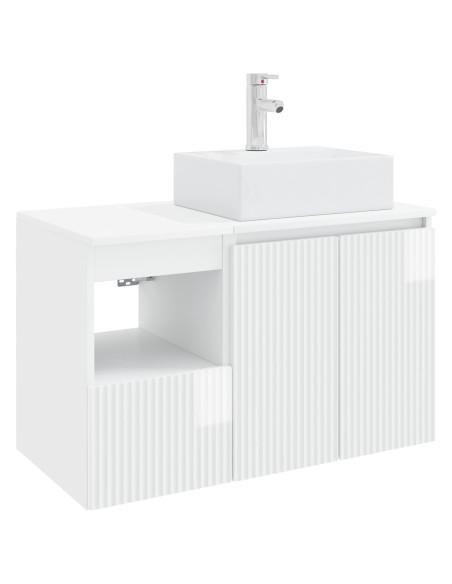 Set di mobili per il bagno 2 pz Bianco Lucido