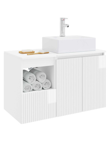 Set di mobili per il bagno 2 pz Bianco Lucido