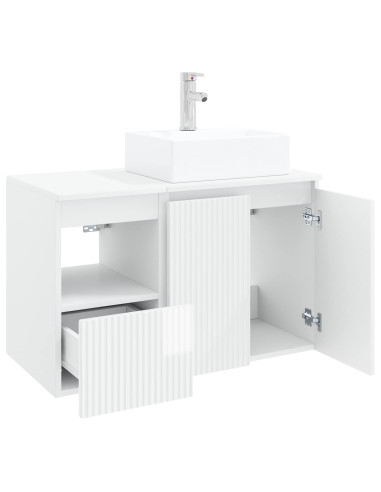 Set di mobili per il bagno 2 pz Bianco Lucido