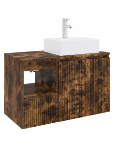 Set di mobili per il bagno 2 pz Rovere Fumo 2