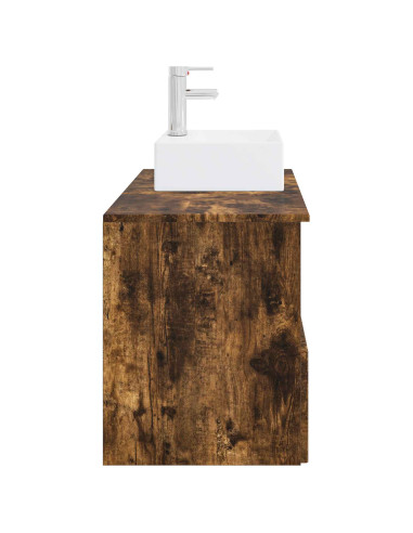 Set di mobili per il bagno 2 pz Rovere Fumo