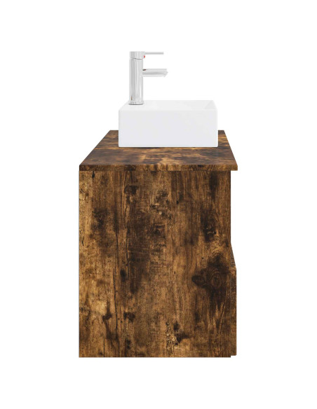 Set di mobili per il bagno 2 pz Rovere Fumo