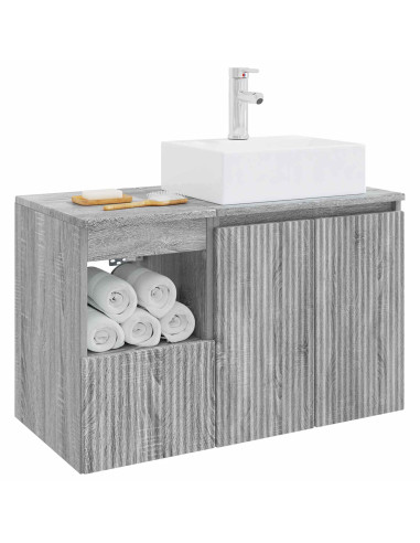 Set di mobili per il bagno 2 pz Sonoma grigio