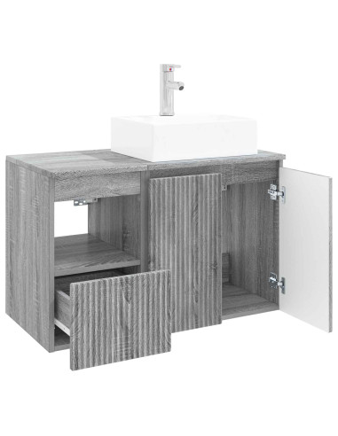 Set di mobili per il bagno 2 pz Sonoma grigio