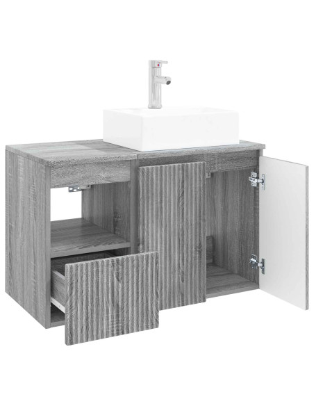 Set di mobili per il bagno 2 pz Sonoma grigio