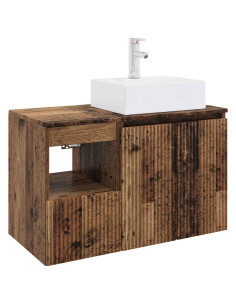 Set di mobili per il bagno 2 pz Legno antico 2