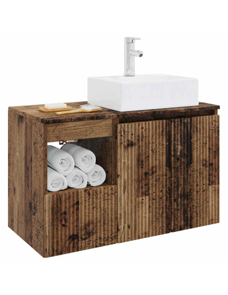 Set di mobili per il bagno 2 pz Legno antico