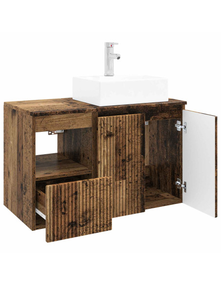 Set di mobili per il bagno 2 pz Legno antico