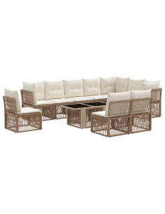 Set Divano da Giardino 11 pz Beige polyrattan 2