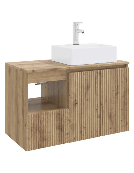 Set di mobili per il bagno 2 pz Rovere Artigianale