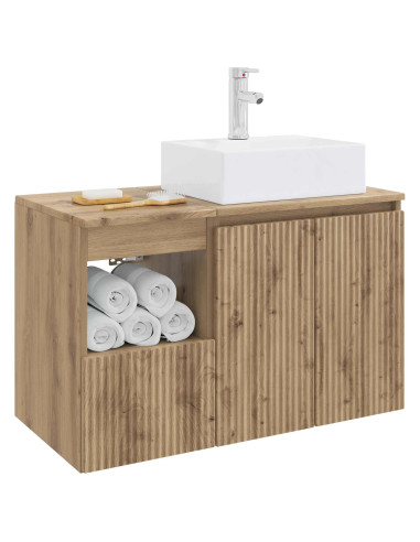 Set di mobili per il bagno 2 pz Rovere Artigianale