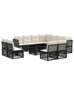 Set Divano da Giardino 12 pz Nero polyrattan 2