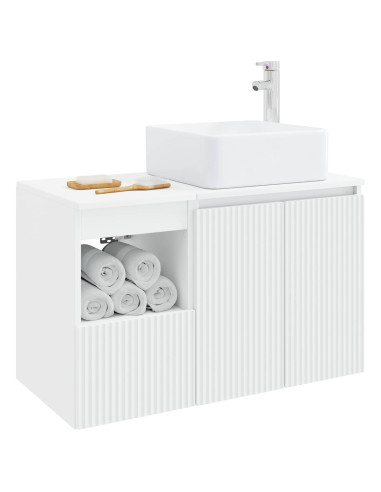 Set di mobili per il bagno 2 pz Bianco Legno ingegnerizzato