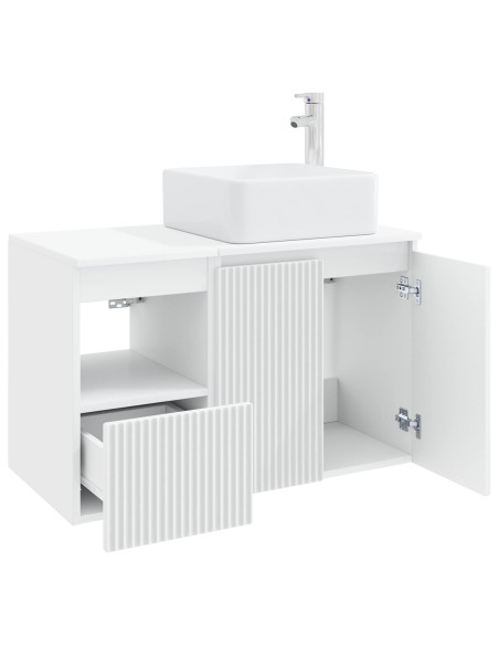 Set di mobili per il bagno 2 pz Bianco Legno ingegnerizzato