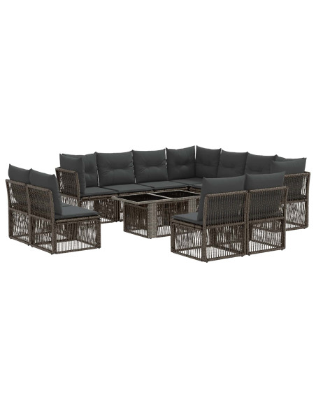 Set Divano da Giardino 12 pz Grigio polyrattan