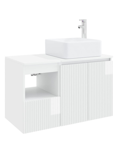 Set di mobili per il bagno 2 pz Bianco Lucido