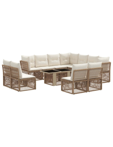 Set Divano da Giardino 12 pz Beige polyrattan