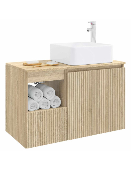 Set di mobili per il bagno 2 pz Rovere Sonoma