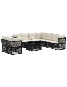 Set Divano da Giardino 10 pz Nero polyrattan 2