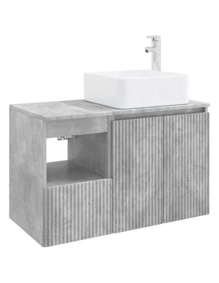 Set di mobili per il bagno 2 pz Grigio Cemento
