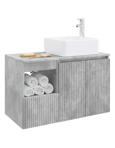 Set di mobili per il bagno 2 pz Grigio Cemento