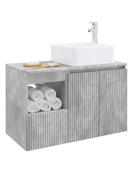Set di mobili per il bagno 2 pz Grigio Cemento