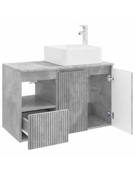 Set di mobili per il bagno 2 pz Grigio Cemento