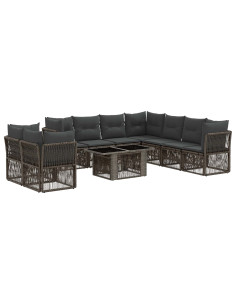 Set Divano da Giardino 10 pz Grigio polyrattan 2