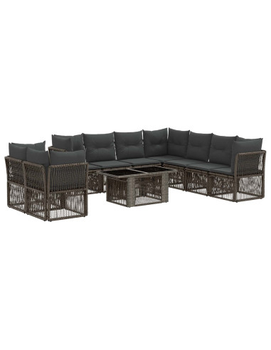Set Divano da Giardino 10 pz Grigio polyrattan