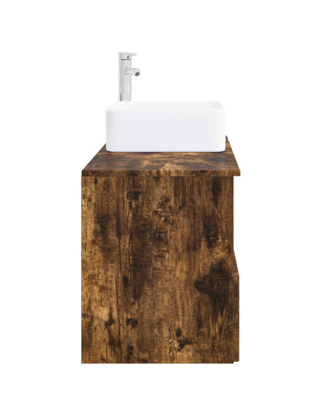 Set di mobili per il bagno 2 pz Rovere Fumo