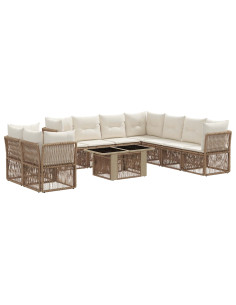 Set Divano da Giardino 10 pz Beige polyrattan 2