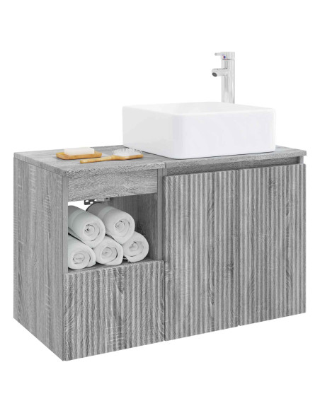 Set di mobili per il bagno 2 pz Sonoma grigio