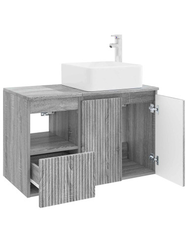 Set di mobili per il bagno 2 pz Sonoma grigio