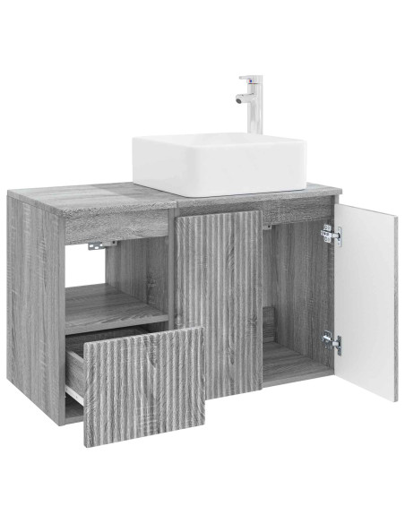Set di mobili per il bagno 2 pz Sonoma grigio