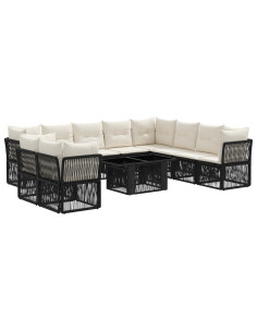Set Divano da Giardino 11 pz Nero polyrattan 2