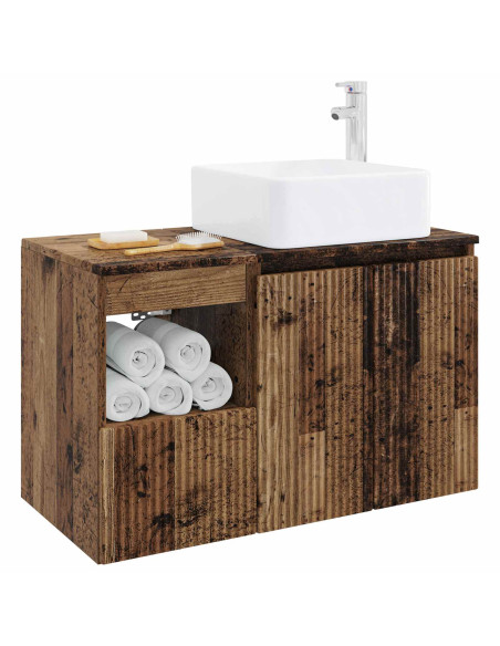 Set di mobili per il bagno 2 pz Legno antico