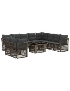 Set Divano da Giardino 11 pz Grigio polyrattan 2