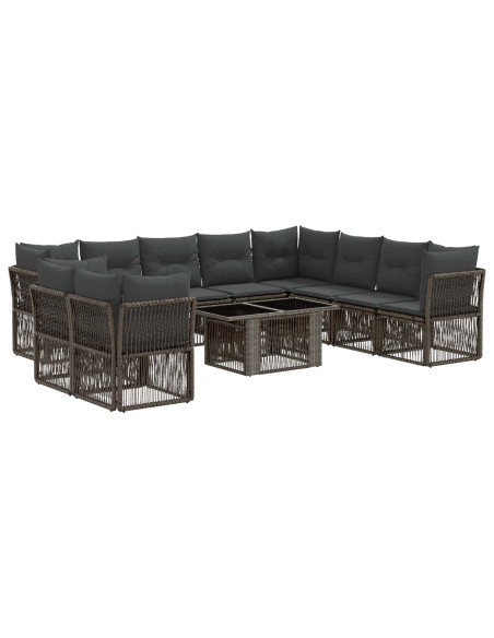 Set Divano da Giardino 11 pz Grigio polyrattan
