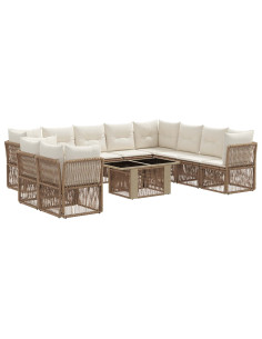 Set Divano da Giardino 11 pz Beige polyrattan 2