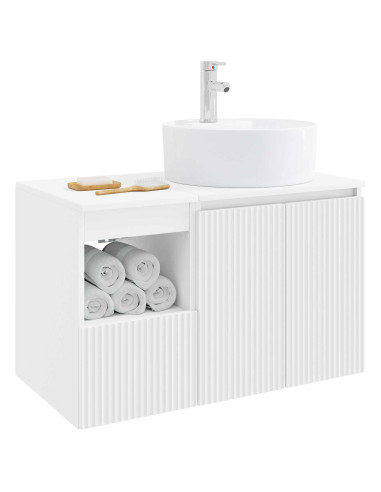 Set di mobili per il bagno 2 pz Bianco Legno ingegnerizzato