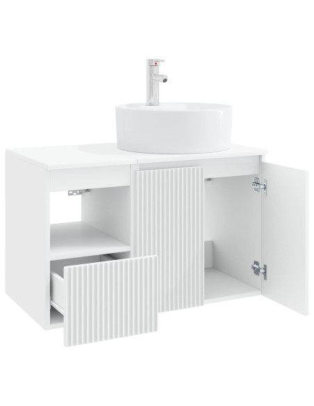 Set di mobili per il bagno 2 pz Bianco Legno ingegnerizzato