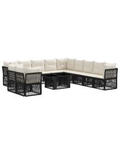 Set Divano da Giardino 12 pz Nero polyrattan 2