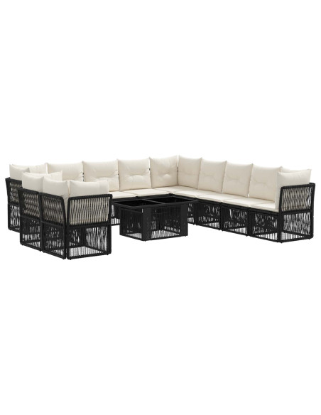 Set Divano da Giardino 12 pz Nero polyrattan