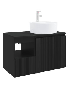 Set di mobili per il bagno 2 pz Nero Legno ingegnerizzato 2